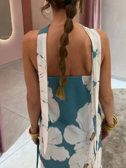 Bedrukt polyester buis maxi-jurk