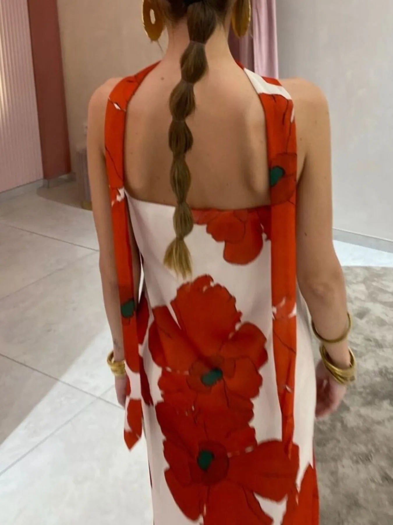 Bedrukt polyester buis maxi-jurk