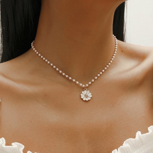 Daisy Hanger Ketting Met Parel Detail Dames
