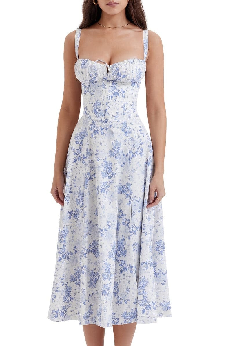 Bodycon jurk met bloemenprint en bustier