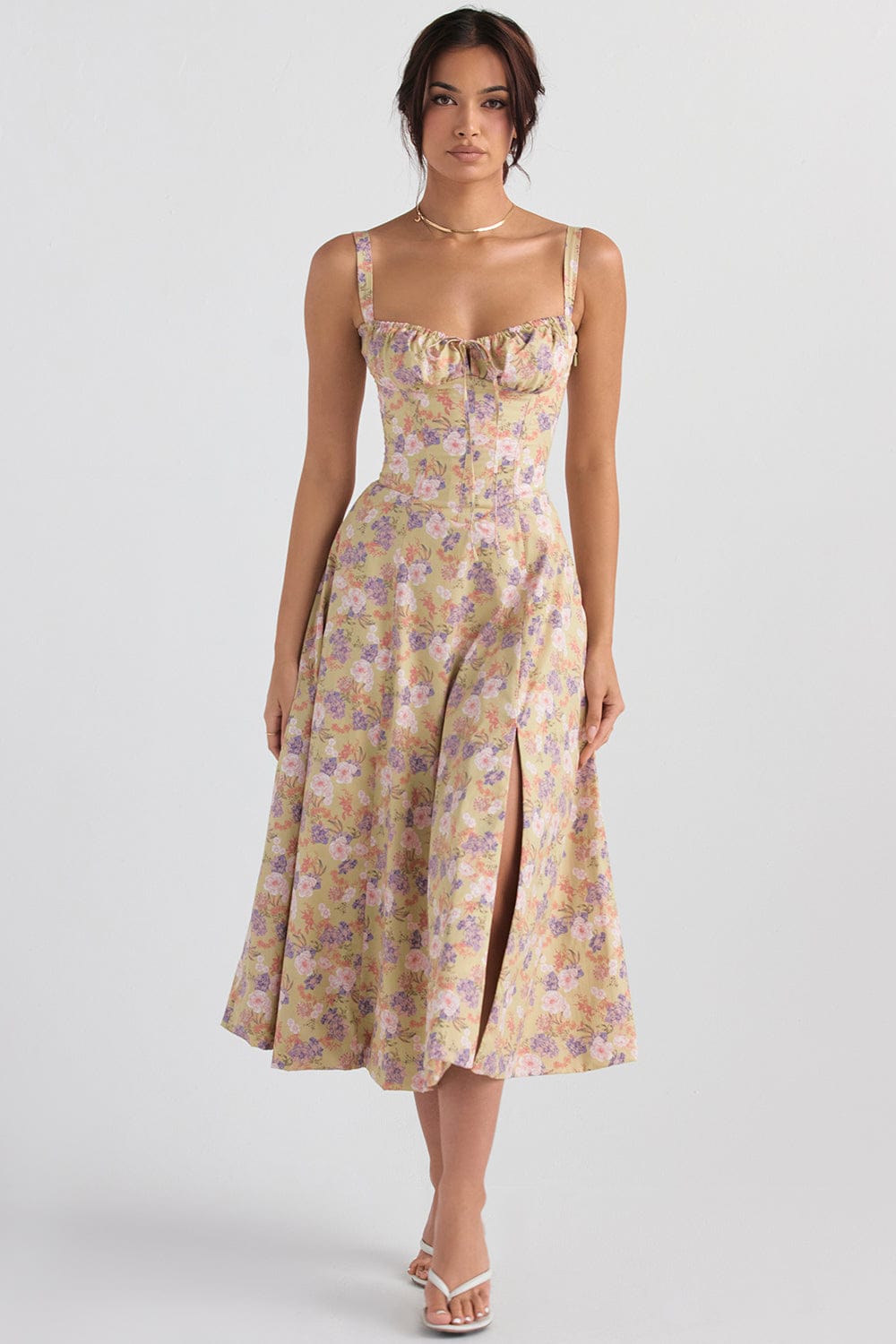 Bodycon jurk met bloemenprint en bustier