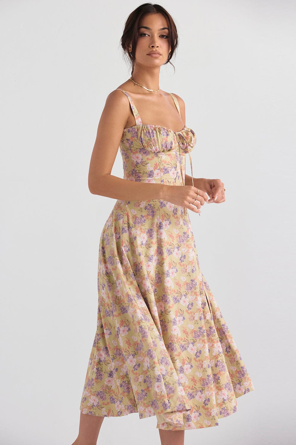 Bodycon jurk met bloemenprint en bustier