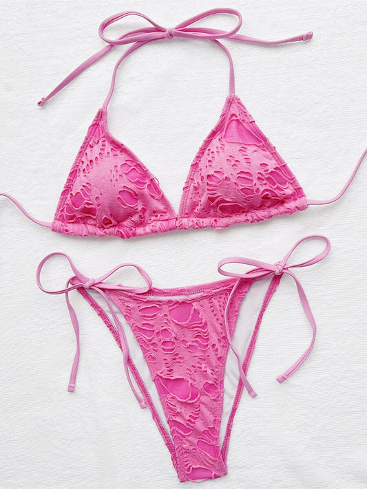 Braziliaans Boho Roze Bikini