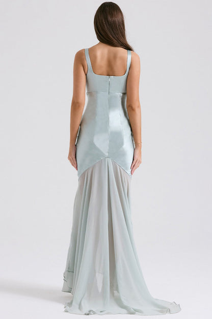 Satijnen Chiffon Patchwork Cami Maxi Jurk