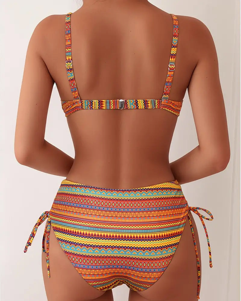 Dames bikini tweedelige set in close-up van de stof