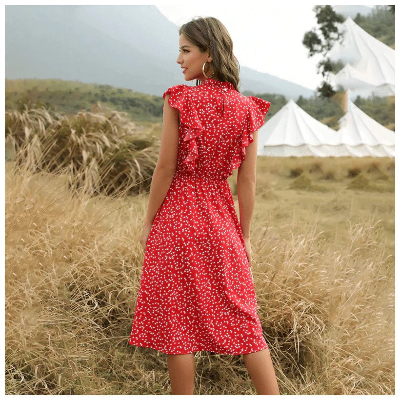 Chique Rode Midi Jurk