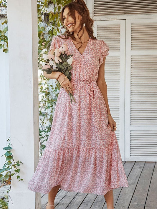 Country Roze Bloemenjurk