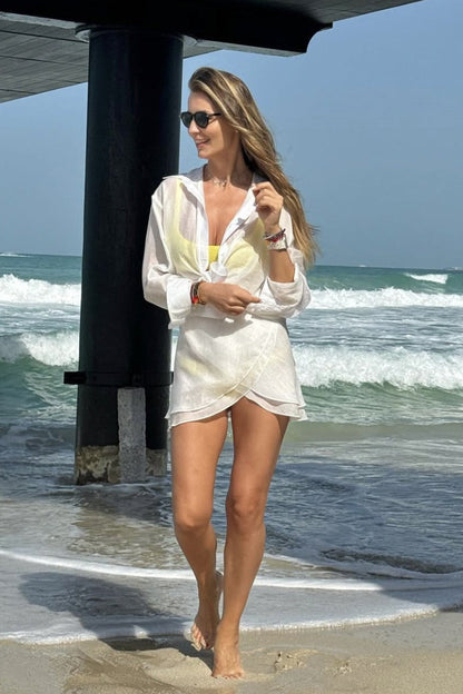 Katoen Linnen Overgooier Blouse En Rok Set Dames