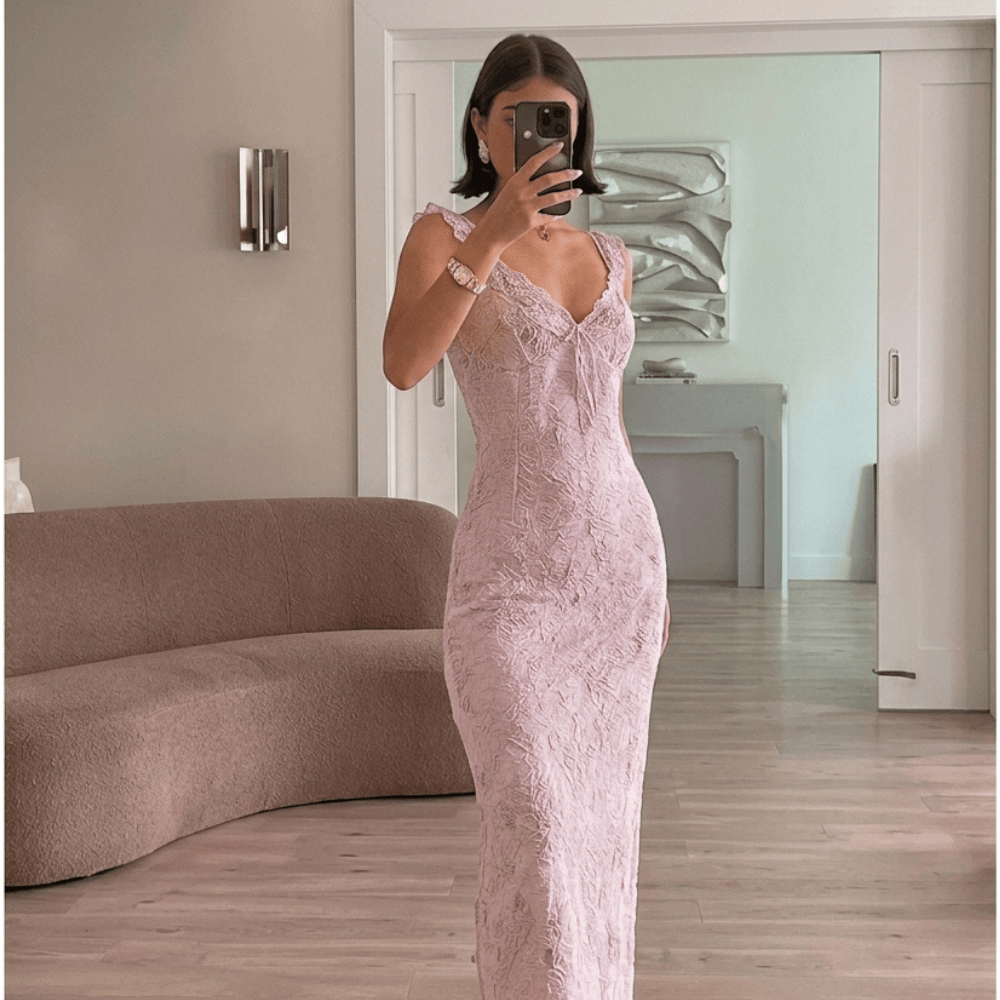 Dames Aansluitende Maxi Jurk Met Bloemenprint