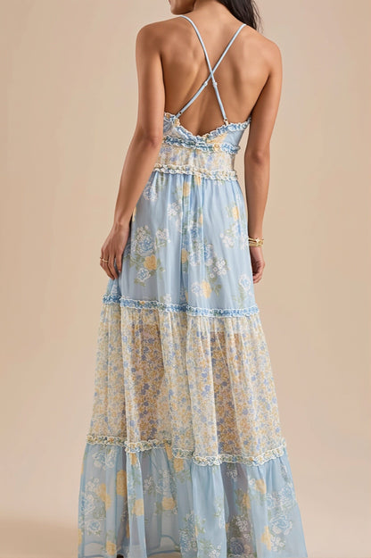 Dames Bloemenprint Cami Maxijurk Met Volant