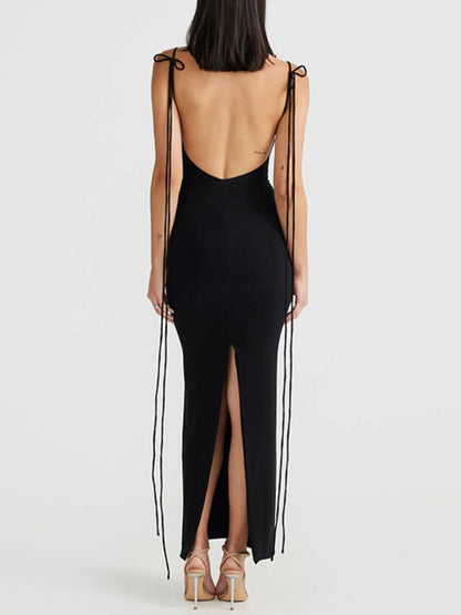 Dames Bodycon Maxi Jurk Met Open Rug