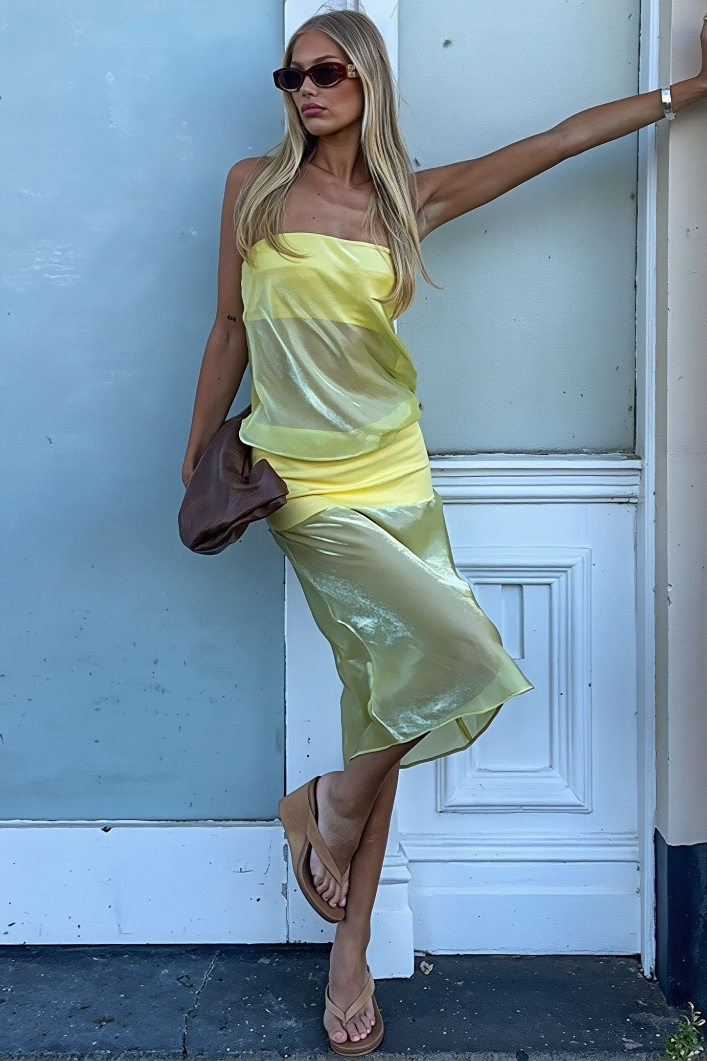 Dames Bodycon Midi Jurk Met Transparante Details