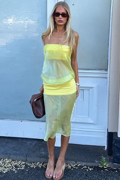Dames Bodycon Midi Jurk Met Transparante Details