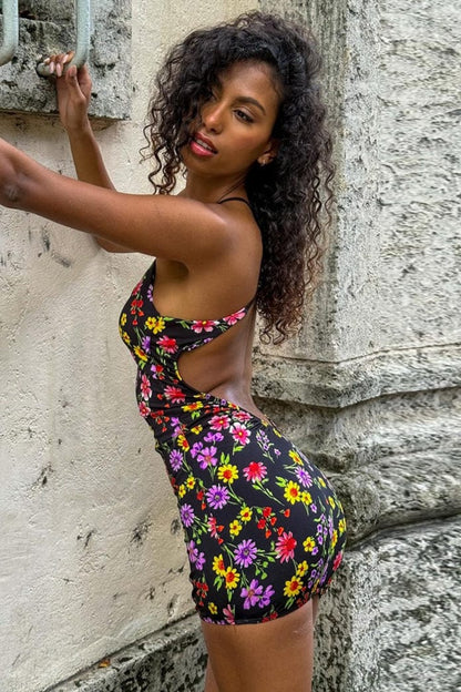 Dames Bodycon Mini Jurk Met Bloemenprint