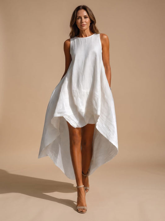 Dames Bohemian Midi Jurk Met Asymmetrische Zoom