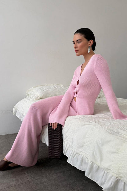 Dames Gebreide Set Met Klokmouwen En Maxirok