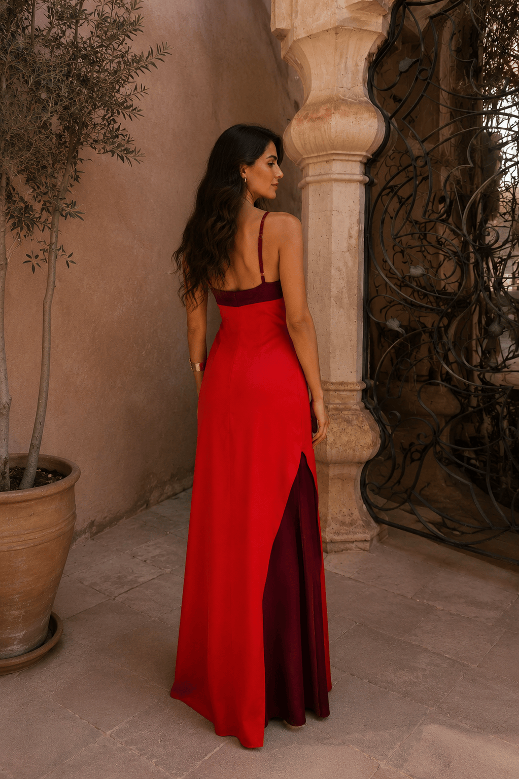 Dames Halter Maxi Jurk Met Zijsplit