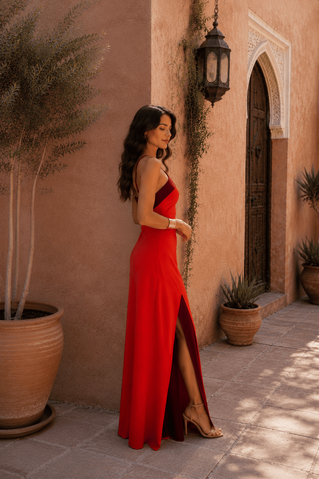 Dames Halter Maxi Jurk Met Zijsplit