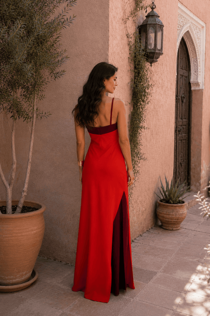 Dames Halter Maxi Jurk Met Zijsplit
