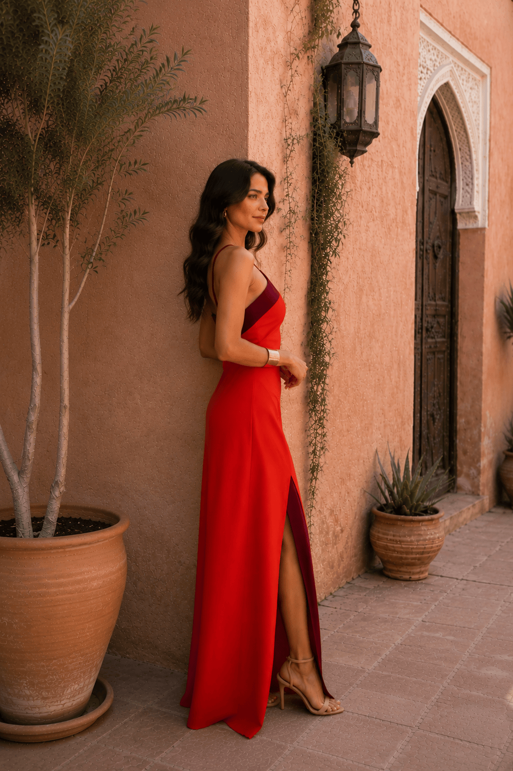Dames Halter Maxi Jurk Met Zijsplit