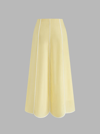 Dames Haltertop En Midi Rok Set Met Schulpboord