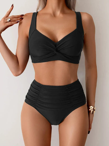 Dames Hoge Taille Gerimpelde Bikini