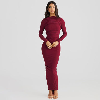 Dames Lange Jurk Met Ruchingdetail