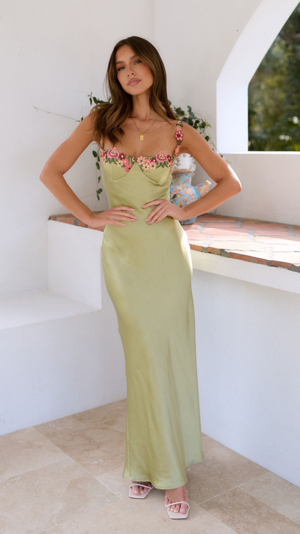 Dames Maxi Jurk Met Bloemborduursel