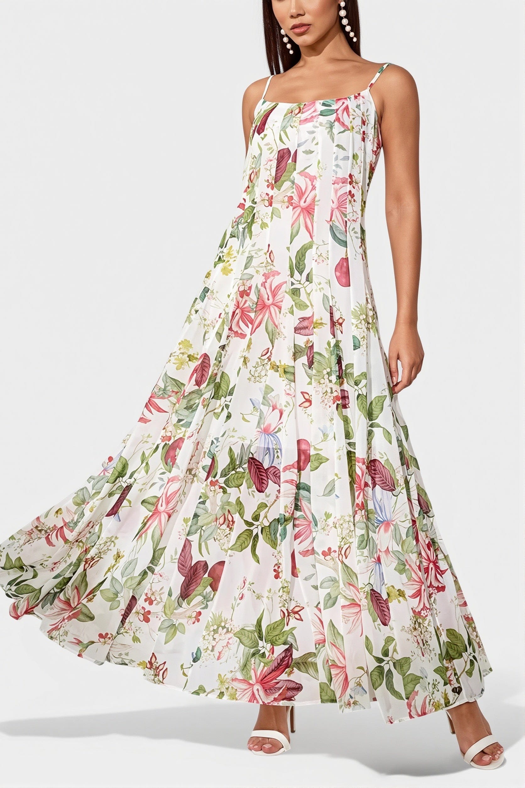 Dames Maxi Jurk Met Bloemenprint En A-Lijn