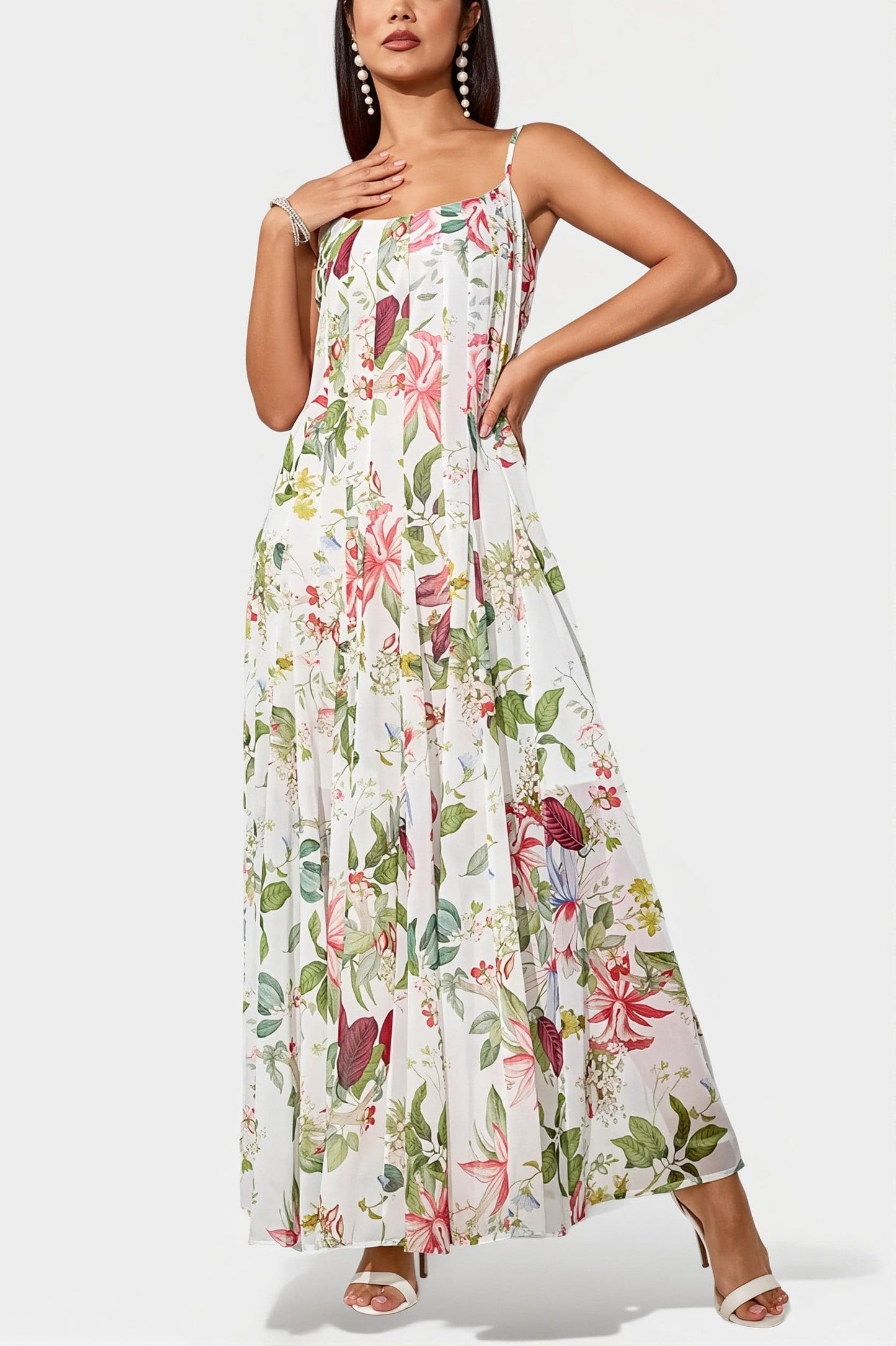 Dames Maxi Jurk Met Bloemenprint En A-Lijn