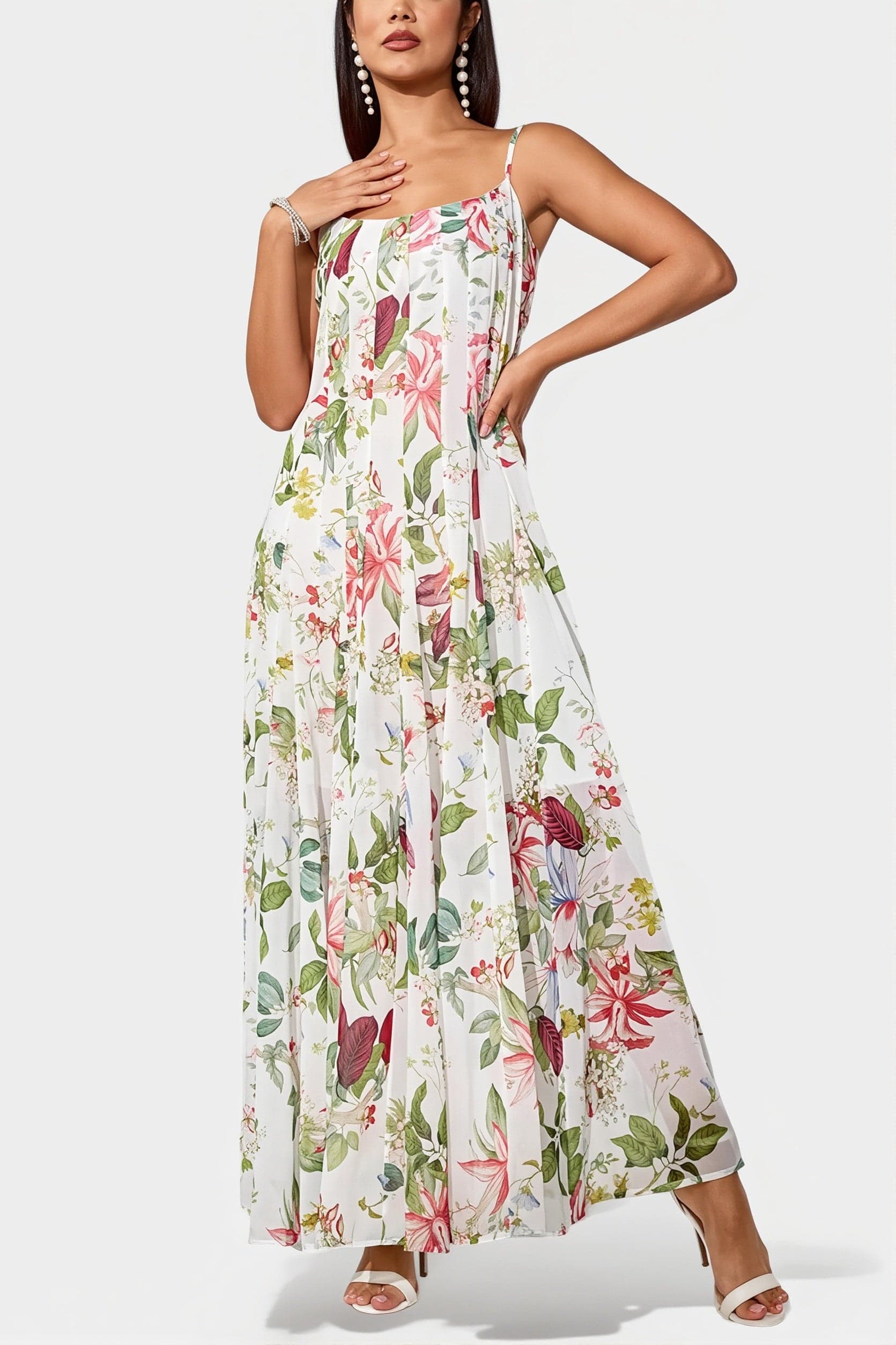 Dames Maxi Jurk Met Bloemenprint En A-Lijn