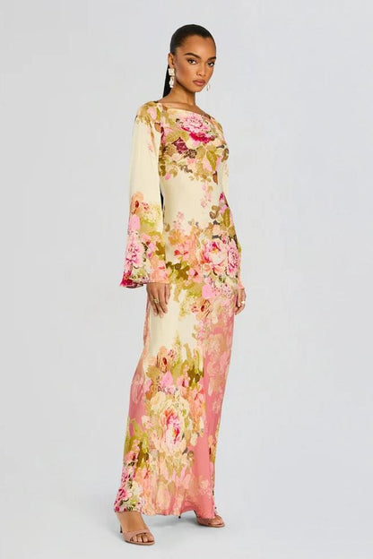 Dames Maxi Jurk Met Bloemenprint En Boothals