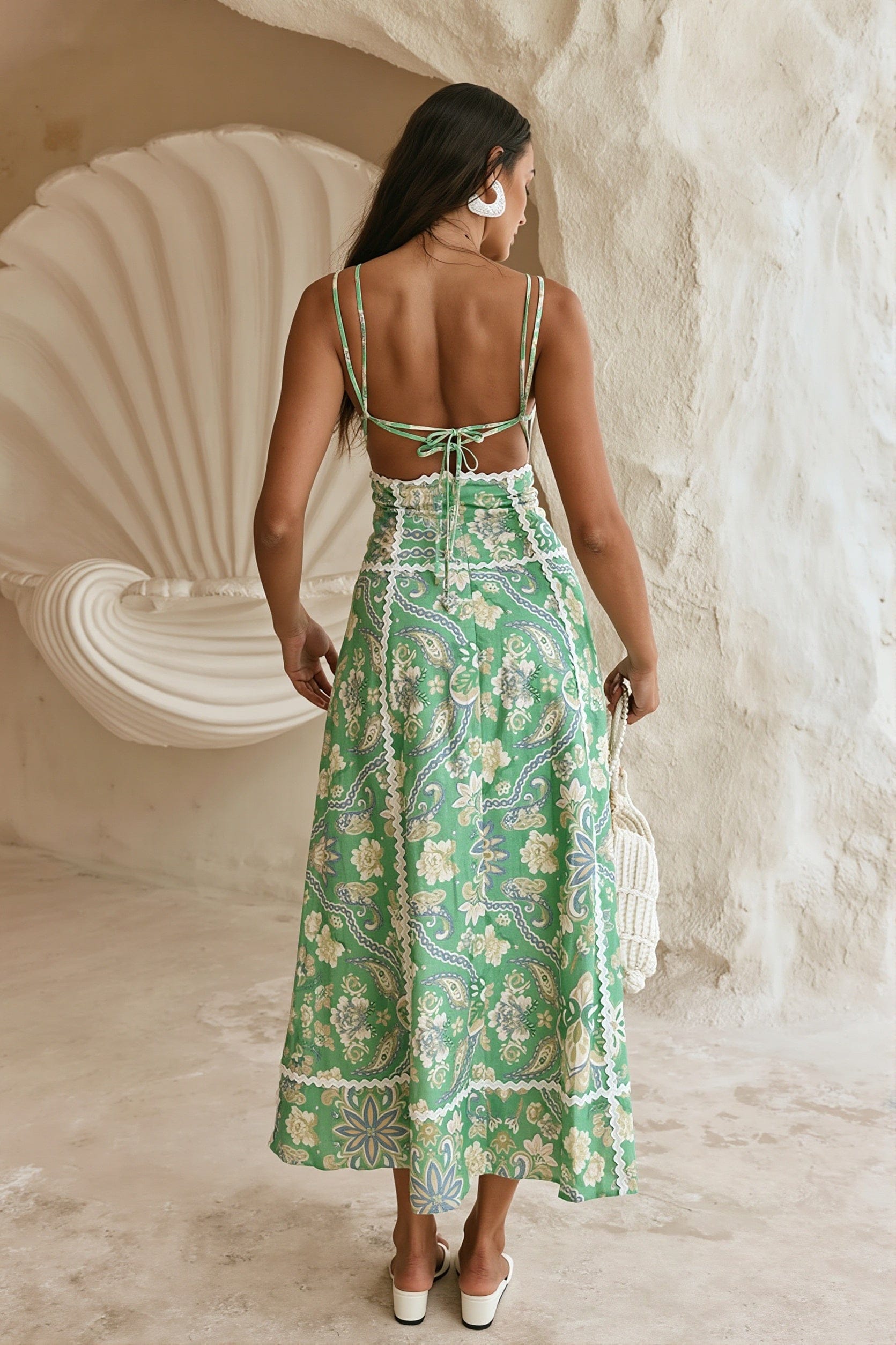 Dames Maxi Jurk Met Bloemenprint En Kantdetails