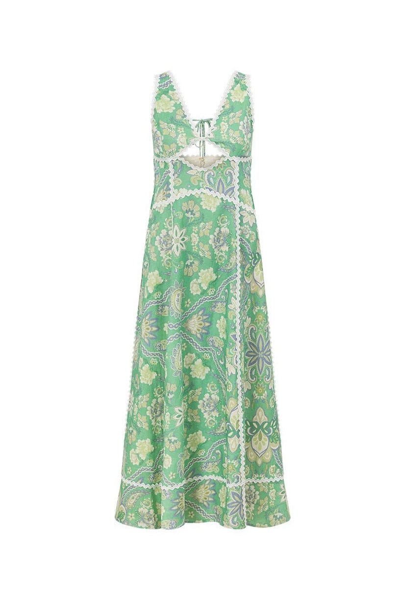 Dames Maxi Jurk Met Bloemenprint En Kantdetails
