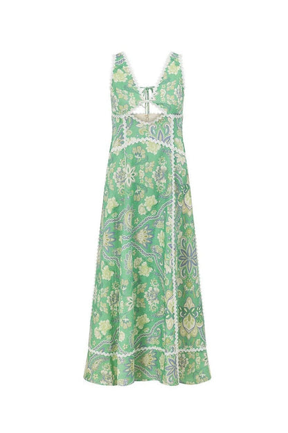 Dames Maxi Jurk Met Bloemenprint En Kantdetails