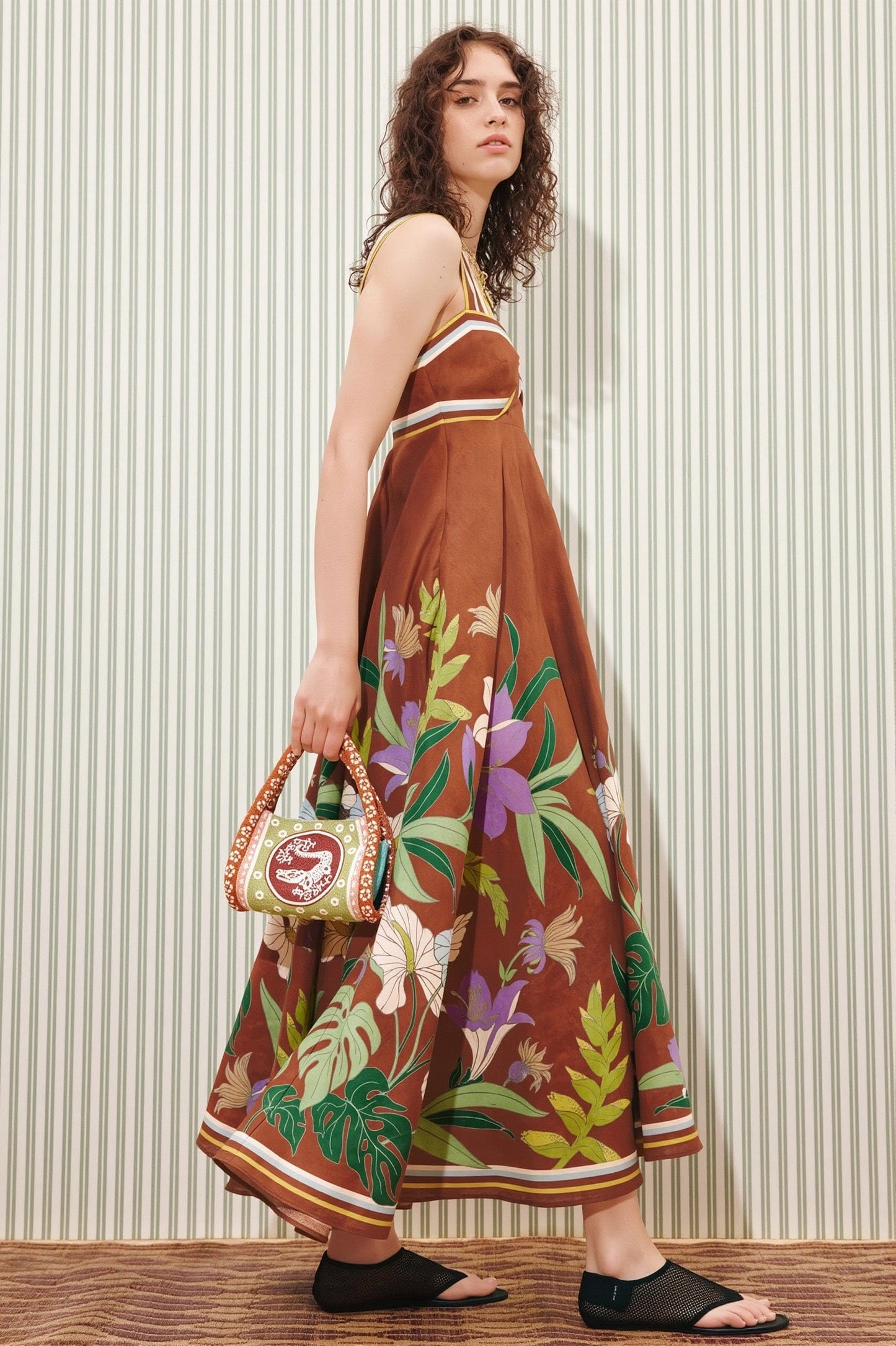 Dames Maxi Jurk Met Bloemenprint En Strepen