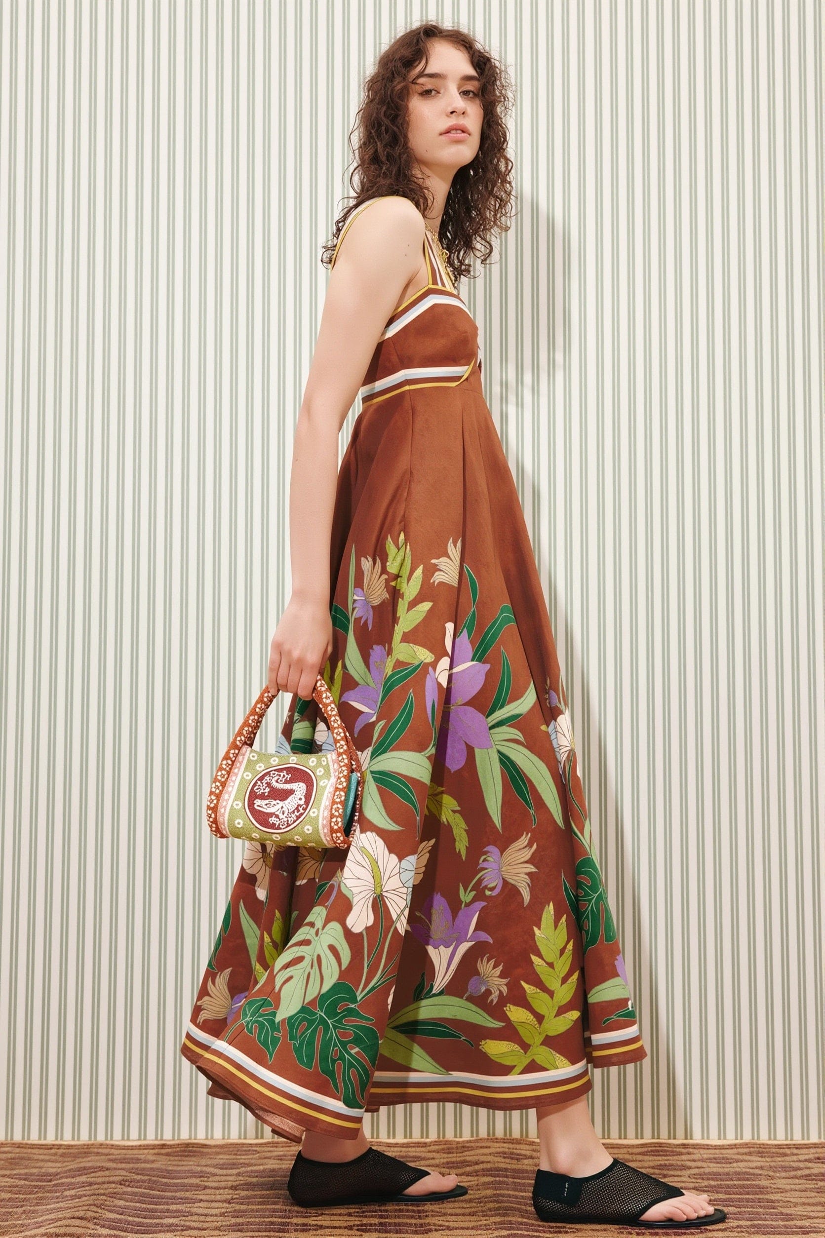 Dames Maxi Jurk Met Bloemenprint En Strepen