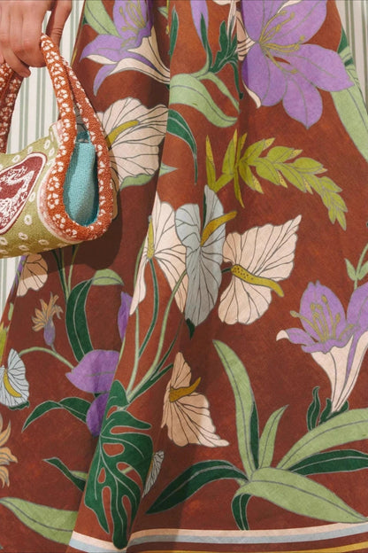 Dames Maxi Jurk Met Bloemenprint En Strepen