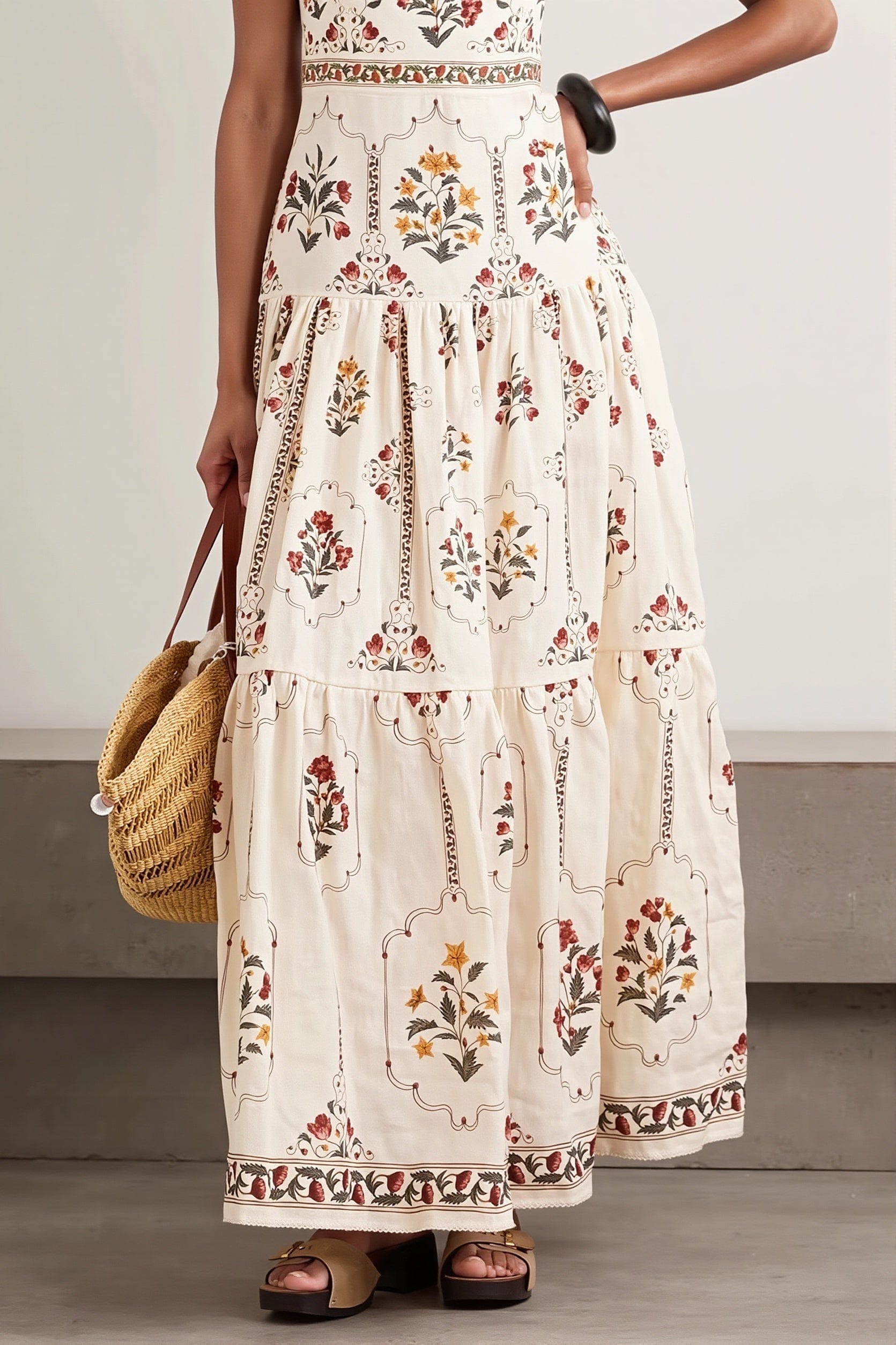 Dames Maxi Jurk Met Bloemenprint Patchwork