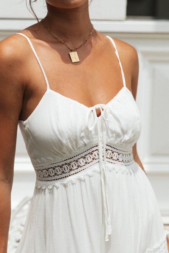 Dames Maxi Jurk Met Kant En Cami Bandjes