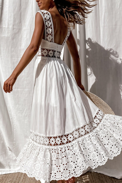 Dames Maxi Jurk Met Kant En Uitsnijdingen