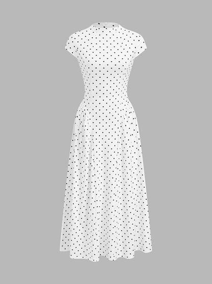 Dames Maxi Jurk Met Stippen En Fit Flare Pasvorm