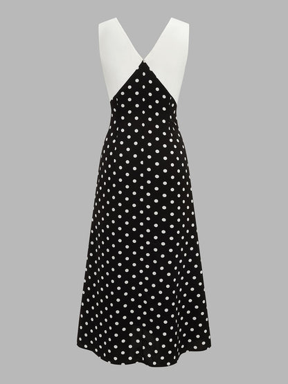 Dames Maxi Jurk Met Stippenprint En V Hals