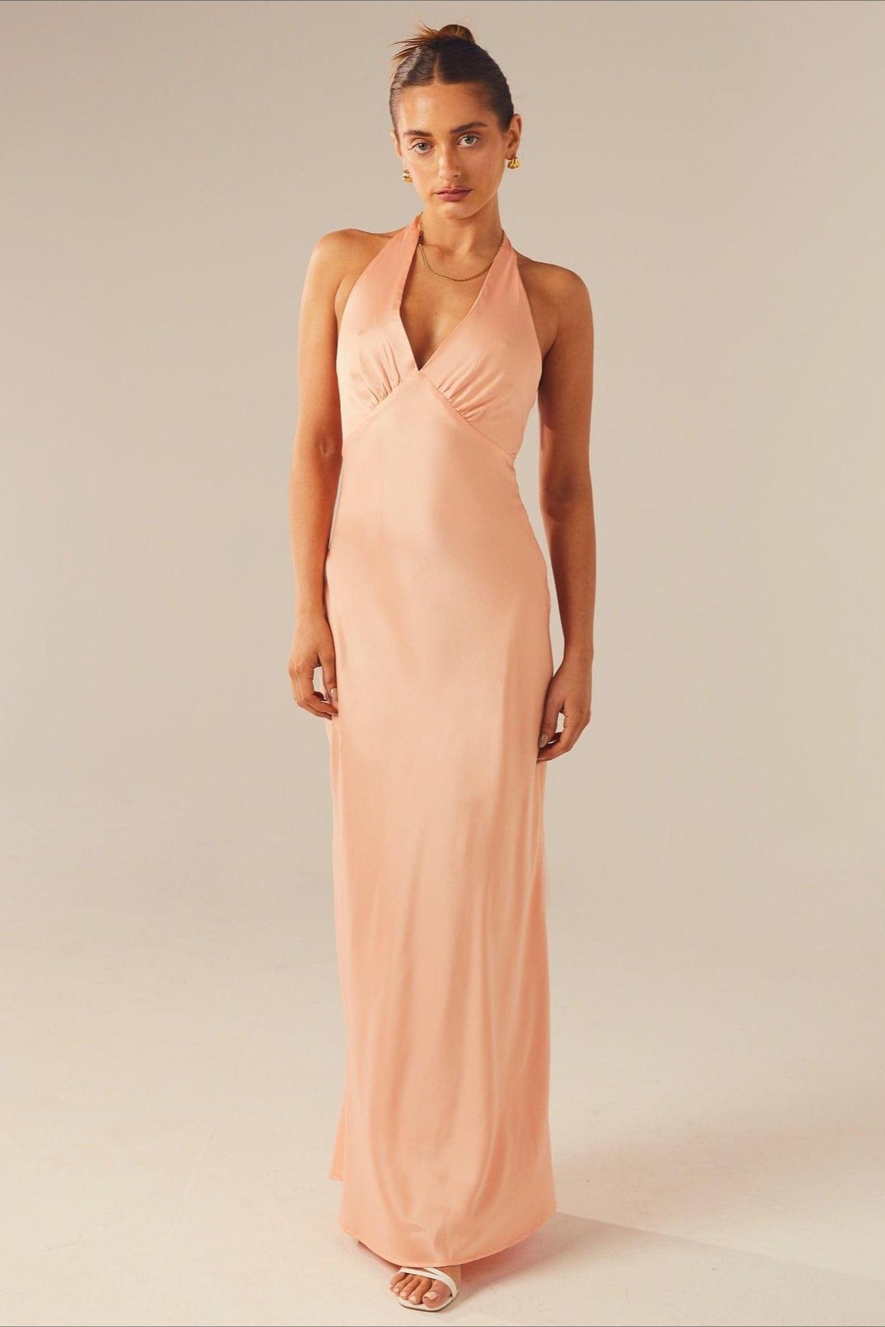 Dames Maxi Jurk Met V Hals En Slim Fit