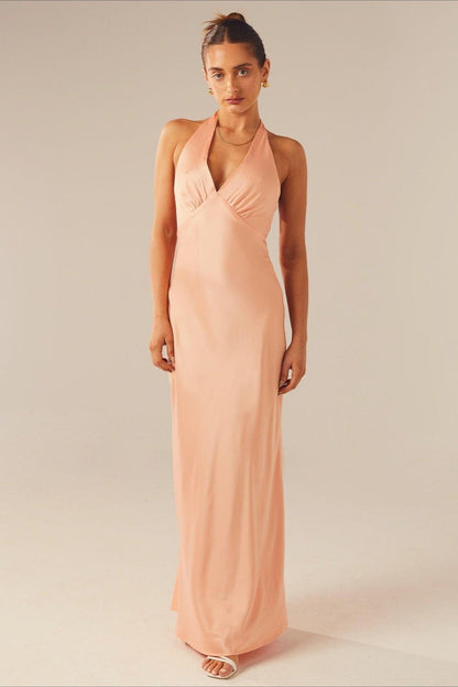 Dames Maxi Jurk Met V Hals En Slim Fit