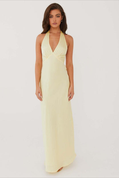 Dames Maxi Jurk Met V Hals En Slim Fit