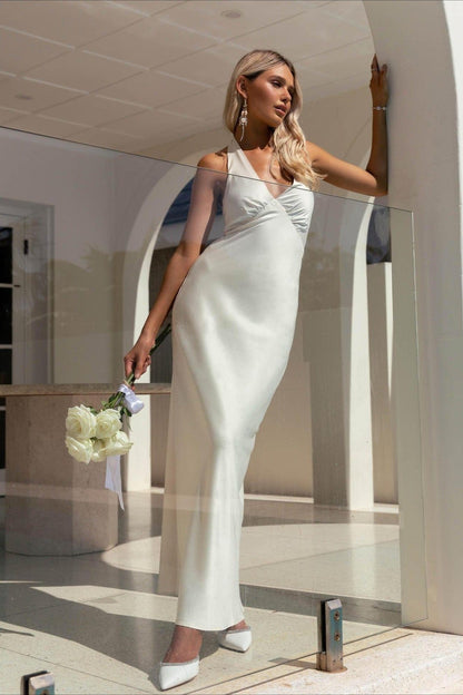 Dames Maxi Jurk Met V Hals En Slim Fit