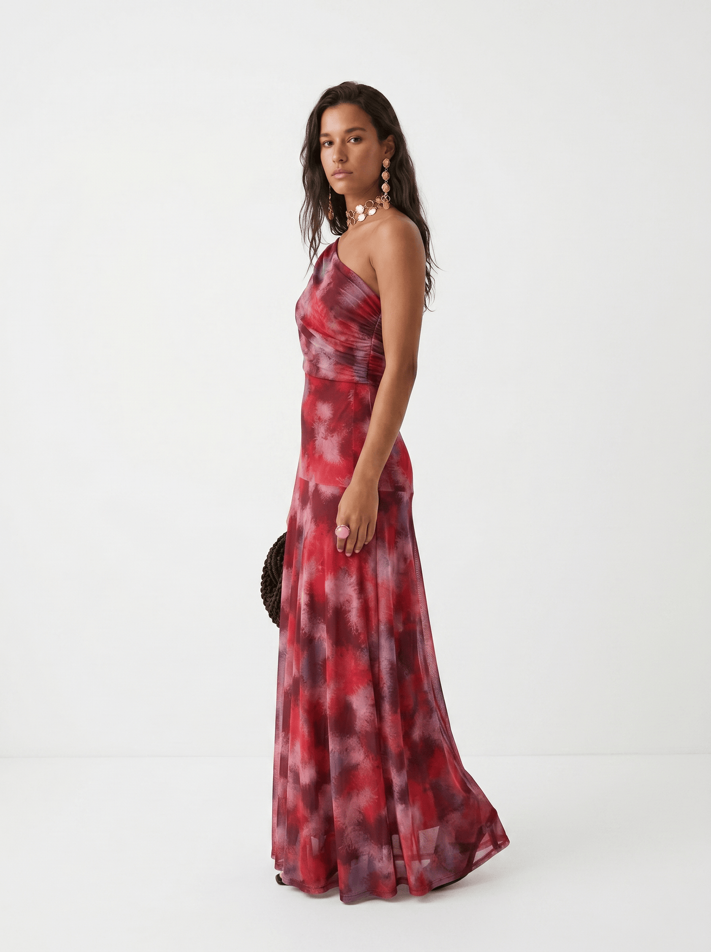 Dames Maxi Jurk Off Shoulder Gedrapeerd