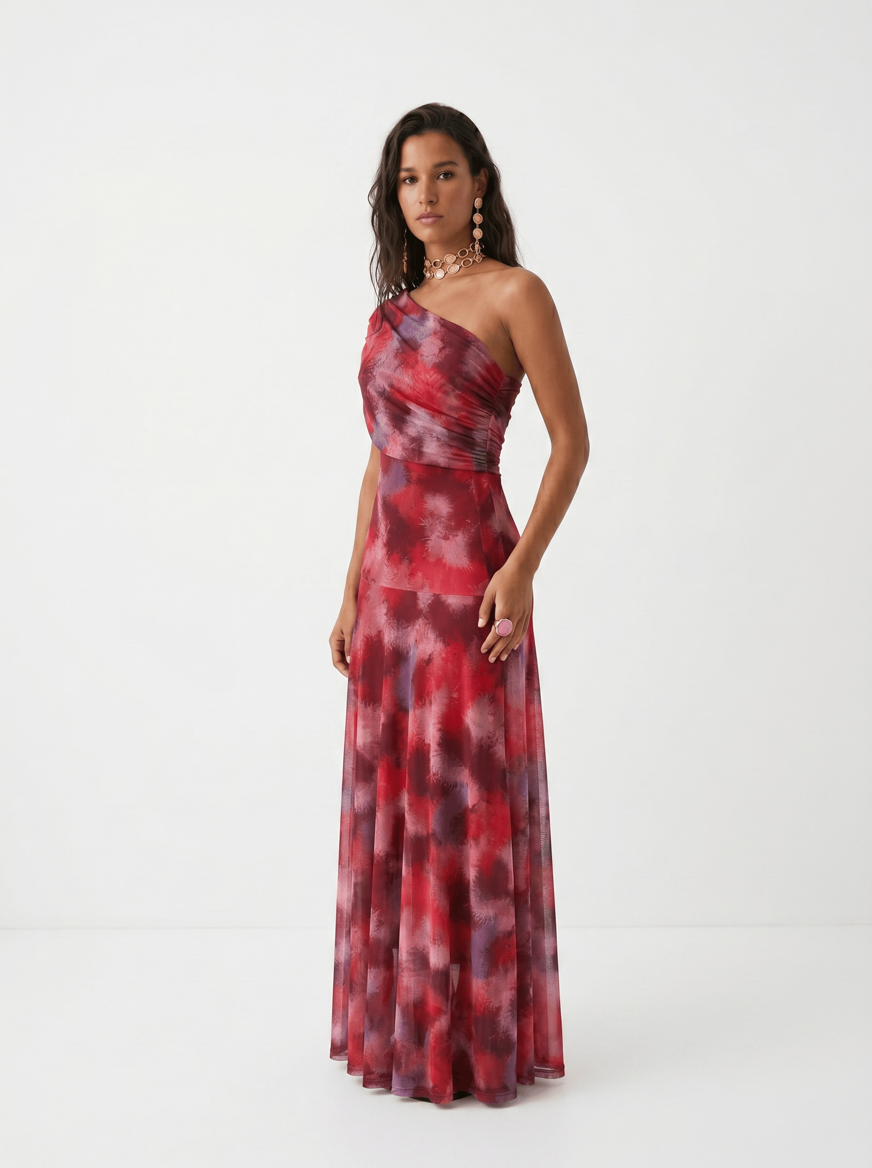 Dames Maxi Jurk Off Shoulder Gedrapeerd