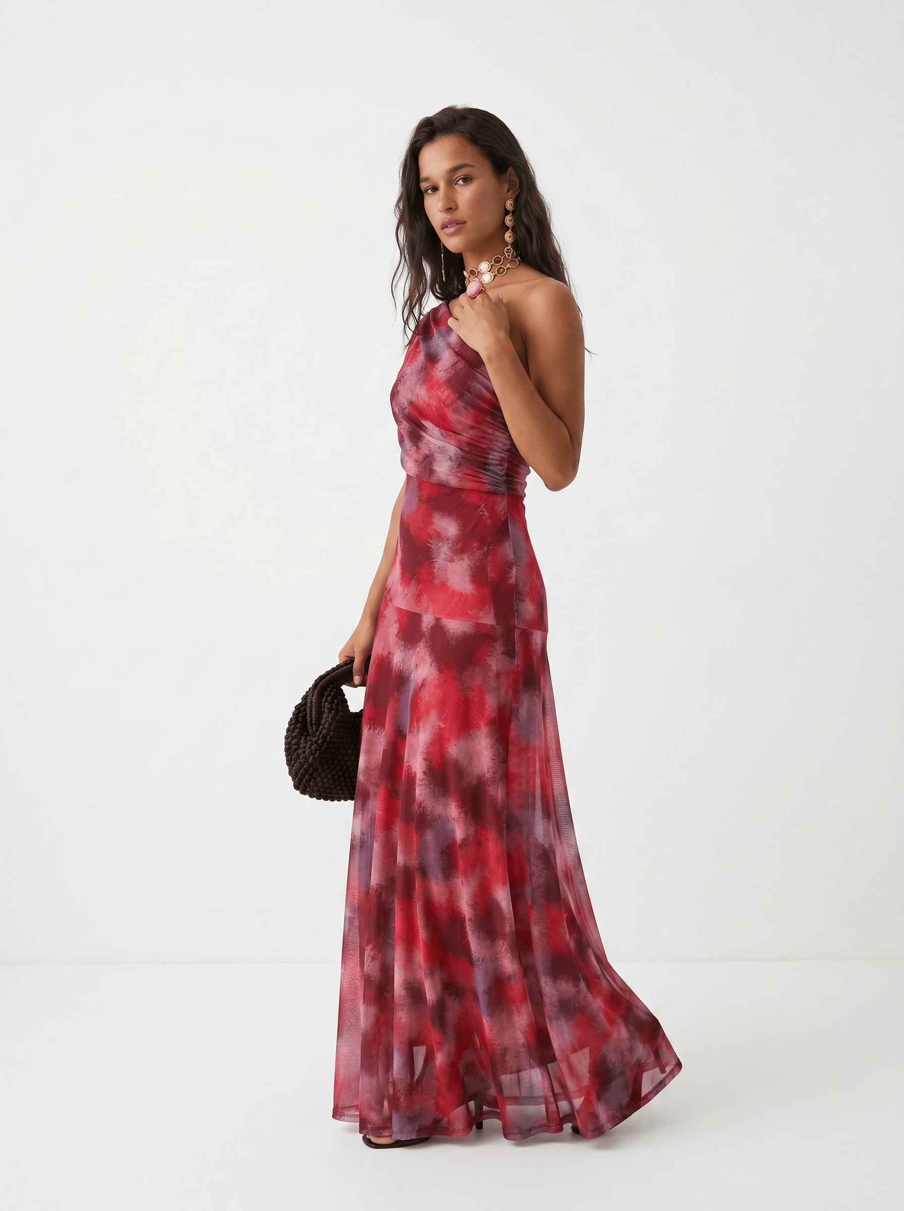 Dames Maxi Jurk Off Shoulder Gedrapeerd